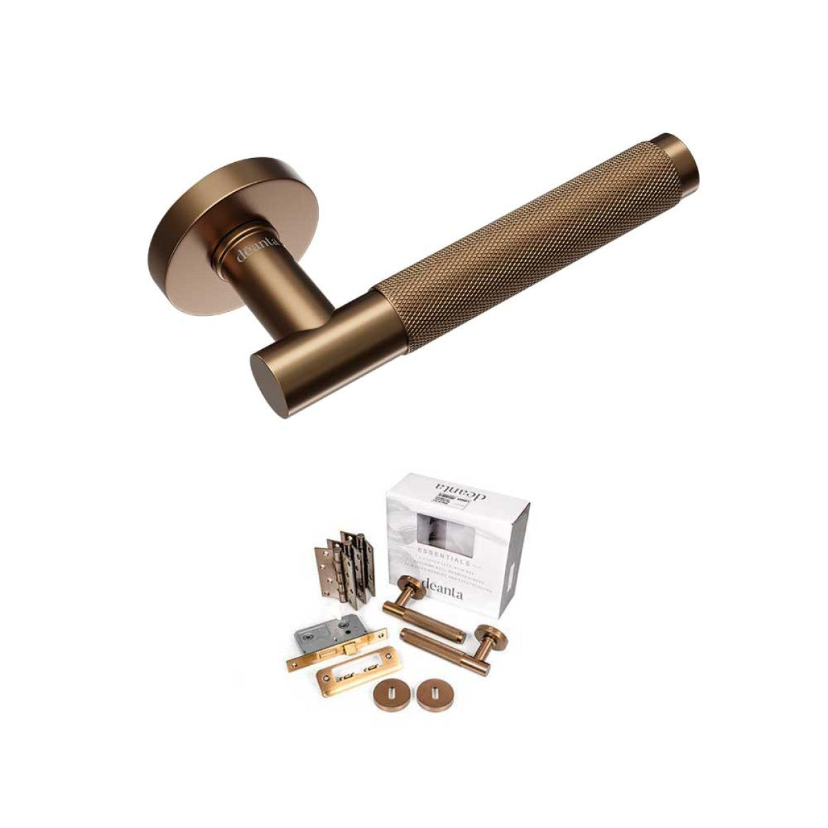 Roma Satin Dark Rose Gold Brush Internal Door Handle Set