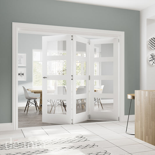 WC31G 4 Panel Clear Glass Primed White Internal Door