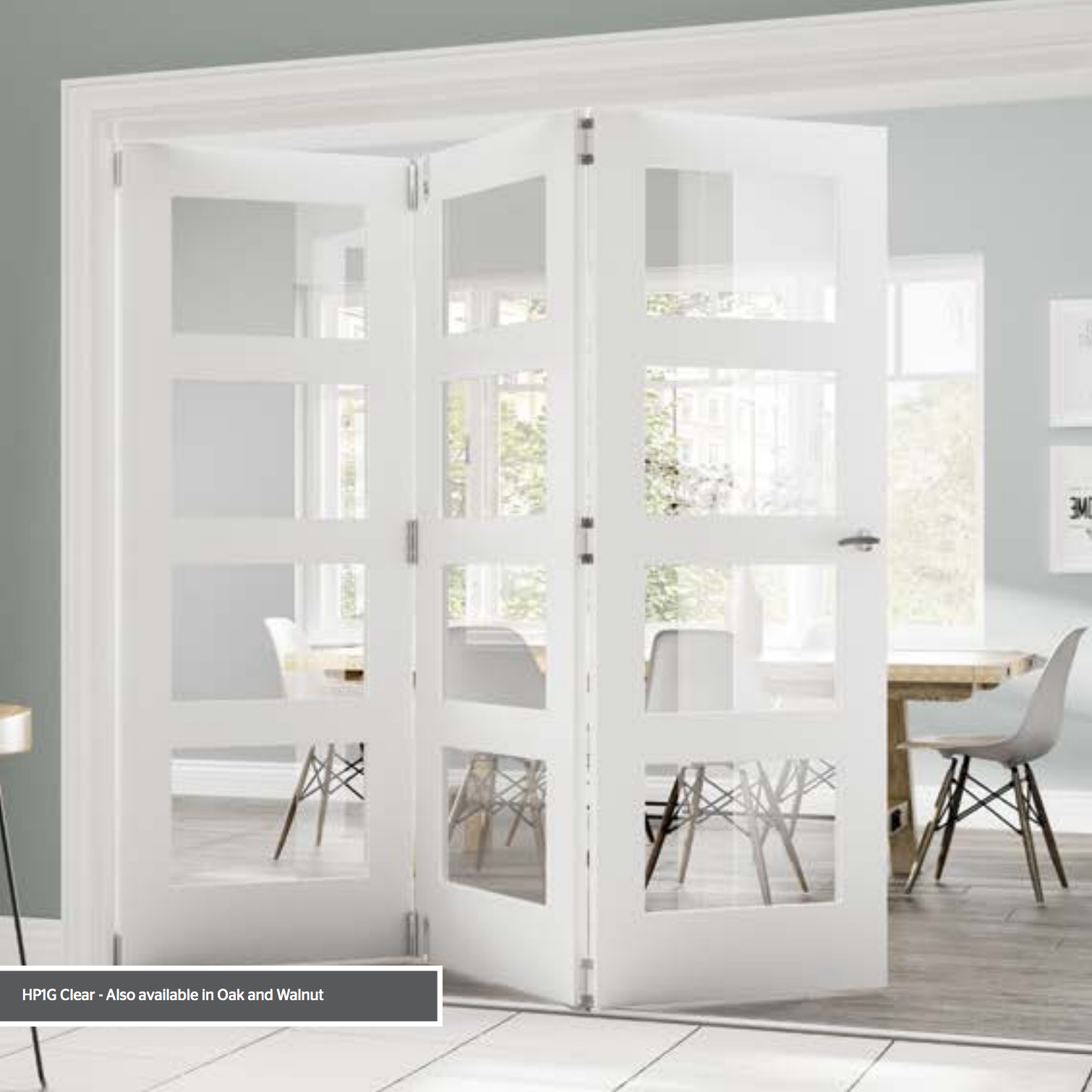 HP1G Clear Glass White Internal Door