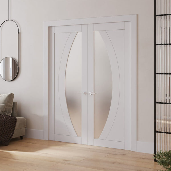 White Primed Internal Door WC2G Frosted Glass Door - BPM SUPPLIES
