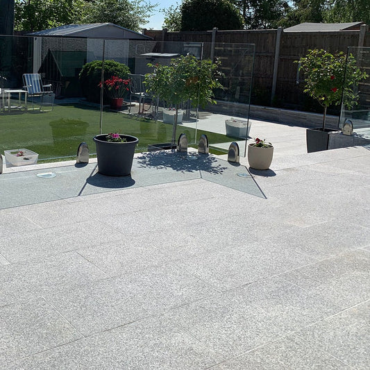 Silver Grey Granite Paving Slabs  Flamed