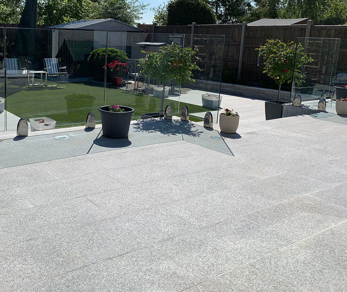 Silver Grey Granite Paving Slabs  Flamed 300mm