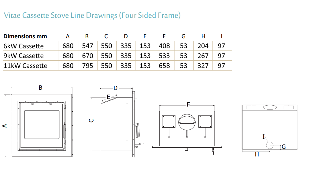 Vitae 11kw Stove Dimensions