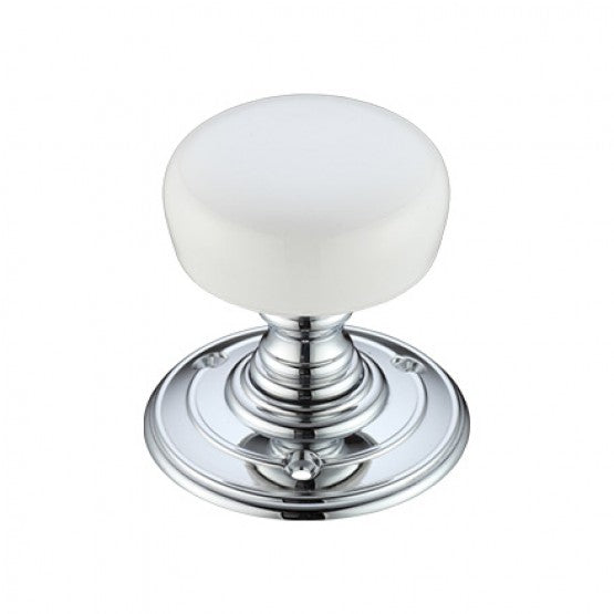 Portroe Ceramic Door Knob Polished White