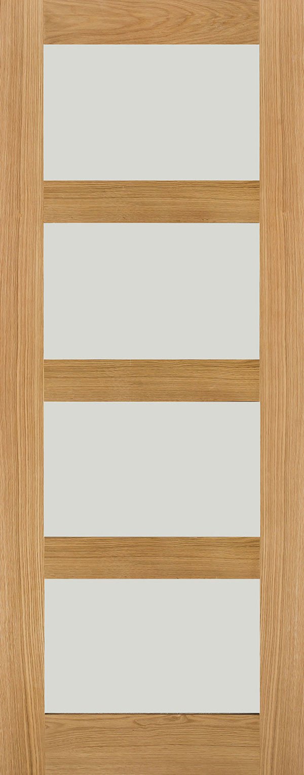 4 Panel Oak Shaker Frosted Glass Internal Door