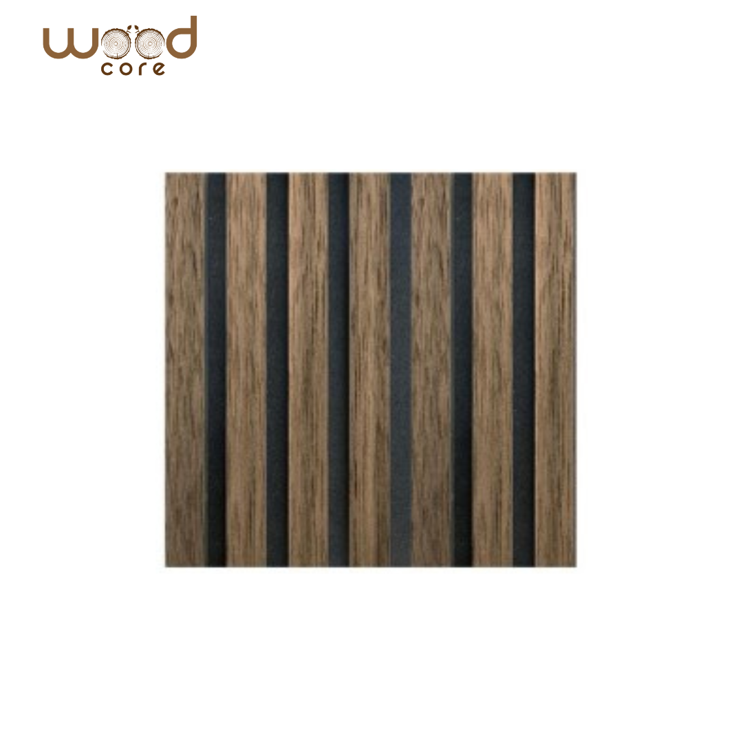 Slatted Wall Panelling Rustic Smoked Oak Black Felt 600mm