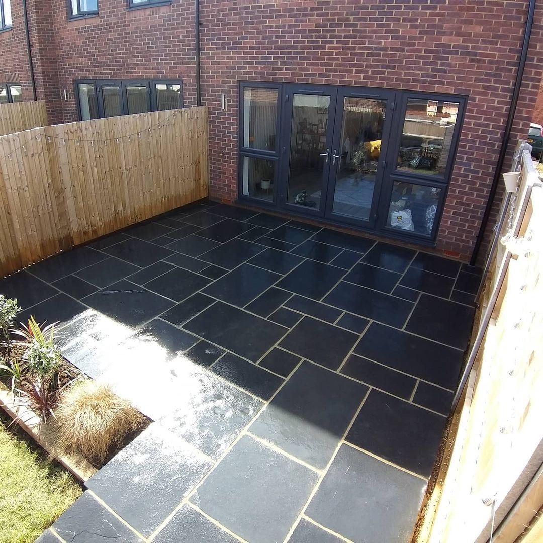 Black Limestone Hand-Cut Natural Paving