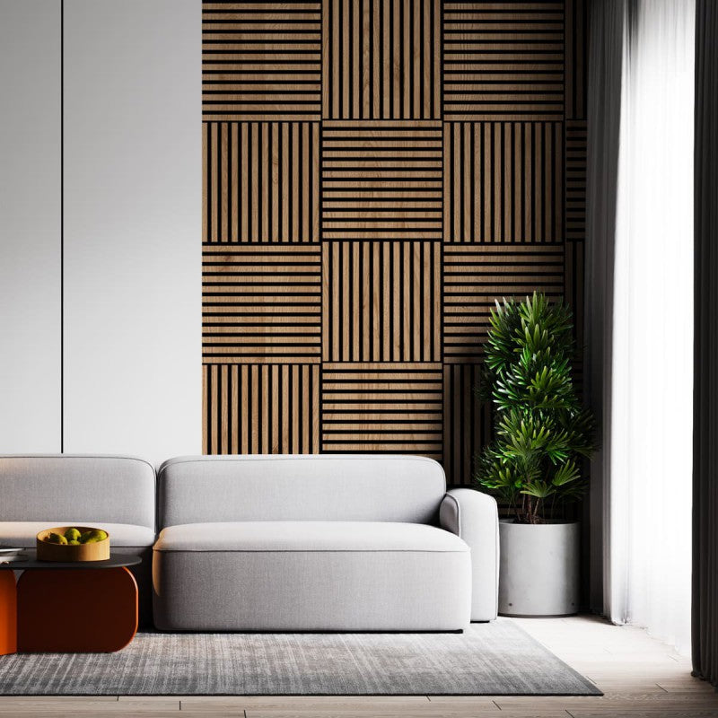 Slatted Wall Panelling Classic Oak Square